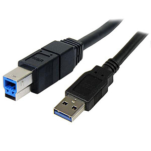 StarTech com Cable USB A 3 0 vers USB B M M 3 m Black