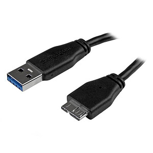 StarTech com Cable slim USB A 3 0 vers micro USB B 3 0 M M 2 m Black
