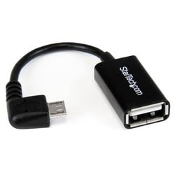 StarTech.com StarTech.com Cable adaptateur Micro USB a angle droit vers USB Host OTG de 12cm - Adaptateur USB On-The-Go coude - Male Femelle - adaptateur USB - USB pour Micro-USB de type B - 12.7 cm