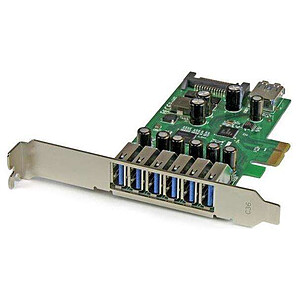 StarTech com Carte controleur PCIe a 7 ports 6 externes 1 interne avec alimentation SATA
