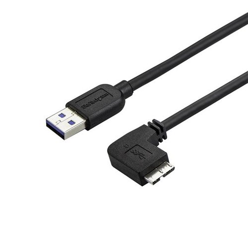 StarTech com Cable USB A 3 0 vers micro USB B 3 0 a angle droit M M 0 5 m Black