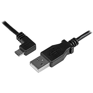 StarTech com Cable de charge et synchronisation USB 2 0 Type A vers micro USB 2 0 B coude vers la gauche M M 1 m 025 mmA�