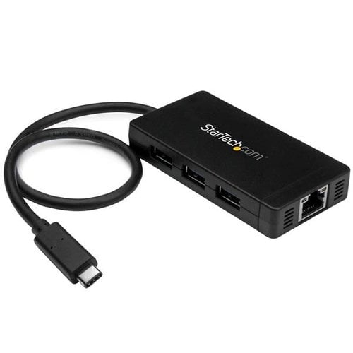 StarTech 3Port USB C Hub GbE C to A Power Adapt