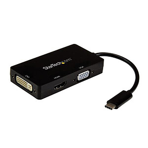 StarTech com Adaptateur de voyage USB Type C vers VGA DVI ou HDMI
