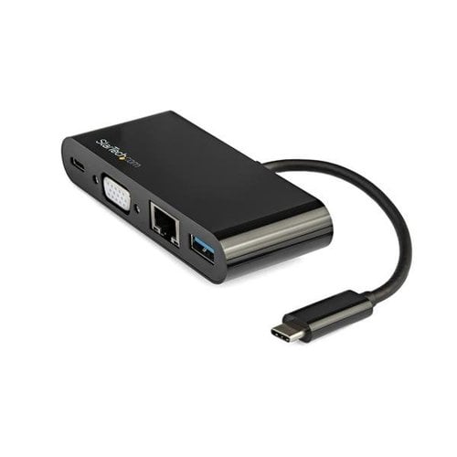 Startech StarTech.com Adaptateur Multiport USB-C - Mini Dock USB-C avec Sortie Vidéo VGA 1080p - Power Delivery Passthrough 60W - USB 3.1 Gen 1 Type-A 5Gbps, Gigabit Ethernet - Station d'Acceuil