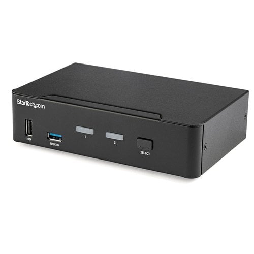 Startech StarTech.com Switch KVM DisplayPort à 2 Ports - 4K60Hz - Écran Unique - Switch KVM USB UHD DP 1.2 à 2 Ports avec Hub USB 3.0 Intégré et Audio - Dell HP Apple Lenovo - Conforme TAA
