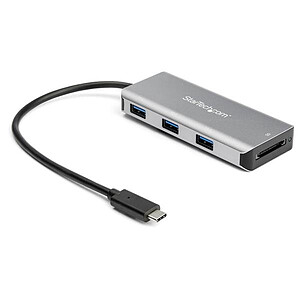 StarTech com Hub USB C a 3 ports USB 2 x USB type A 1 x USB type C et lecteur de carte SD
