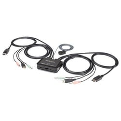 StarTech com KVM Switch 2 ports DisplayPort 4K 60Hz avec Hub 2 ports USB 2 0
