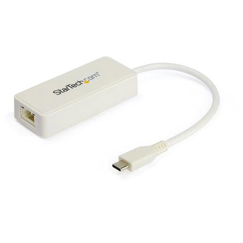 StarTech com Adaptateur USB C vers Gigabit Ethernet avec port USB White
