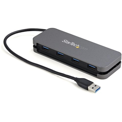 StarTech.com StarTech.com Hub USB 3.0 a 4 Ports - USB-A vers 4x USB-A - Mini Hub USB 3.1 Gen 1 Type-A SuperSpeed 5Gbps - Alimente par Bus - Concentrateur USB avec Cable 28cm et Gestion des Cables (HB30AM4AB) - concentrateur (hub) - 4 ports