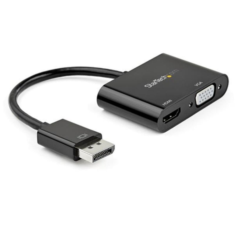 Startech StarTech.com Adaptateur DisplayPort vers HDMI VGA - Dongle Convertisseur Numérique Multiport Actif Vidéo d'Écran DP 1.2 Mâle vers HDMI 2.0 4K 60 Hz VGA Femelle pour PC CG