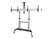 StarTech.com StarTech.com Dual TV Cart for 37-60in VESA TVs up to 110lb (50kg) each, Height Adjustable TV Mount, Mobile Display Cart w Webcam Equipment Shelves, Lockable Casters, TV Cart on Wheels - Rolling TV Stand (STNDMTVDUO) chariot - pour 2 moniteurs moniteu