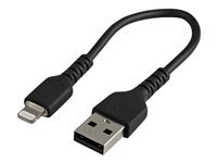 StarTech.com StarTech.com 15cm(6 in) Durable Black USB-A to Lightning Cable, Heavy Duty Rugged Aramid Fiber USB Type A to Lightning Charger Sync Power Cord, Apple MFi Certified iPad iPhone 12 Pro Max - iPhone 7 8 11 11 Pro (RUSBLTMM15CMB) - cable Lightning - Lightning