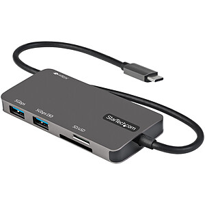StarTech com Adaptateur multiport USB C vers HDMI 4K 30 Hz Hub 3 ports SD microSD et Power Delivery 100W

