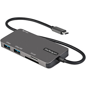 StarTech com Adaptateur multiport USB C vers HDMI 4K 30 Hz Hub 3 ports SD microSD et Power Delivery 100W