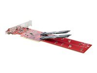 StarTech.com StarTech.com Adaptateur PCIe M.2 - PCIe x8 x16 vers Double NVMe ou AHCI M.2 SSD - PCI Express 4.0, 7,8Gbps Disque, Bifurcation Requise, Carte PCIe Dual M.2 - Compatible Win Linux (DUAL-M2-PCIE-CARD-B) - adaptateur d'interface - M.2 Card - PCIe 4.0 x16 x8
