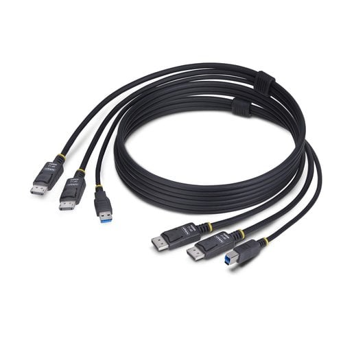 Startech Cable KVM DisplayPort Double Écran StarTech 1.8m 4K 60Hz USB 5Gbps DP 1.2 Black