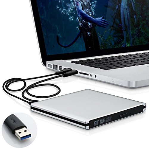 Ultra fin externe USB 3.0 Graveur de CD DVD-RW Graveur lecteur pour Apple MacBook Pro Air iMAC ou d'autres PC ordinateur portable Argenté