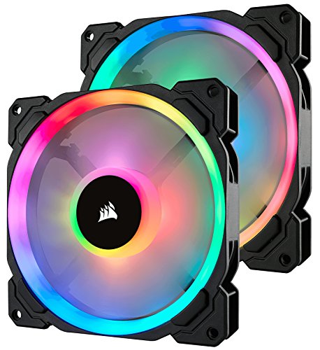 Corsair LL140 RGB, Ventilateur de Boitier Dual Light Loop RGB LED PWM 140mm avec Lighting Node et Hub (Double Pack)
