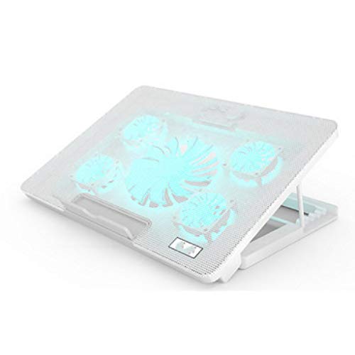 MYBA Refroidisseur PC Portable Laptop Cooling Pad 5 Ventilateurs jusqu'à 17 Pouces Lourd Notebook Cooler Bleu Rouge LED Lights 2 Ports USB 6 Angle réglable Refroidisseur Ordinateur Portable