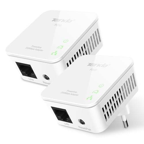 Tenda P200 Kit CPL AV200 Mbps, Prises CPL Fibre avec Port Ethernet, HomePlug AV, Plug Play, Économie d’Énergie