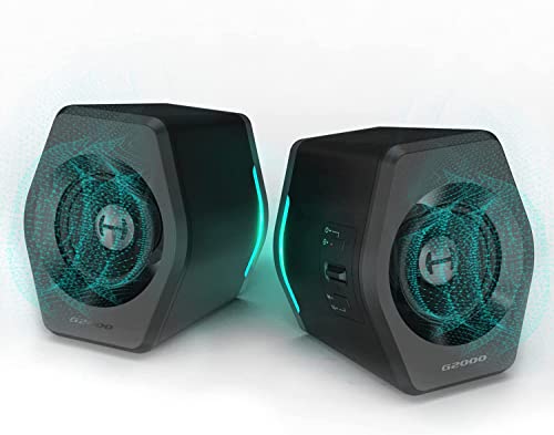 Edifier Haut-parleurs multimédia Bluetooth G2000 pour PC, ordinateur de bureau, jeux, ordinateur portable, Mac, basses multimédia, USB avec caisson de basses, lumières RVB, entrées AUX 3,5 mm, noir
