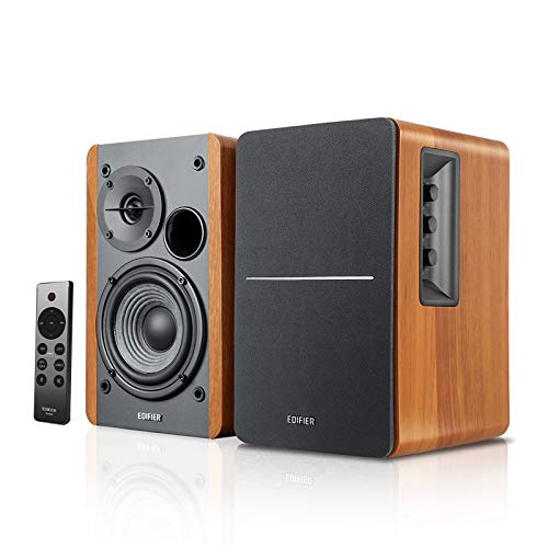 Edifier R1280DBs Enceintes Bluetooth actives pour étagère - Entrée optique - Haut-parleur de moniteur de studio sans fil 2.0 - 42 W RMS avec sortie ligne de caisson de basses - Grain de bois