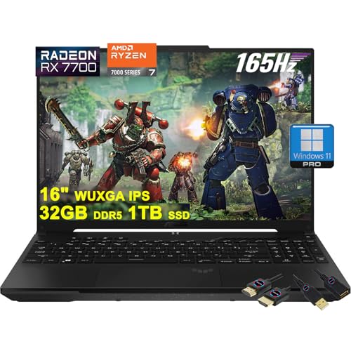 ASUS TUF Gaming A16 Ordinateur portable | 16 WUXGA 165 Hz 100 sRGB | AMD 8-core Ryzen 7 7735HS | 32 Go DDR5 1 To SSD | Radeon RX7700S 8 Go ( RTX4060) | USB USB-C rétroéclairé USB 4 Win11Pro avec