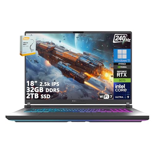 ASUS ROG Strix G18 G815 Ordinateur portable IA de jeu | 18 po 2,5k IPS 240 Hz (100 DCI-P3, 500 nits) | Intel Core Ultra 9 275HX | 32 Go DDR5 2 To SSD | GeForce RTX 5070 | Wi-Fi 7 Win11 rétroéclairé