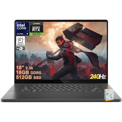 ASUS ROG Zephyrus G16 Ordinateur portable IA de jeu | 16 2560 x 1600 OLED 240 Hz 500 nits | Intel 16-core Ultra 9 285H | 16 Go DDR5 512 Go SSD | GeForce RTX 5070 798 AI TOPS | Thunderbolt Win11