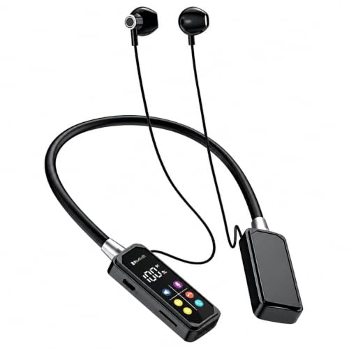 BT 38 Écouteurs tour de cou avec écran LED BT 5.4 | ENC Annulation du bruit, étanchéité IPX4, prise en charge de carte TF, grande batterie, écouteurs magnétiques
