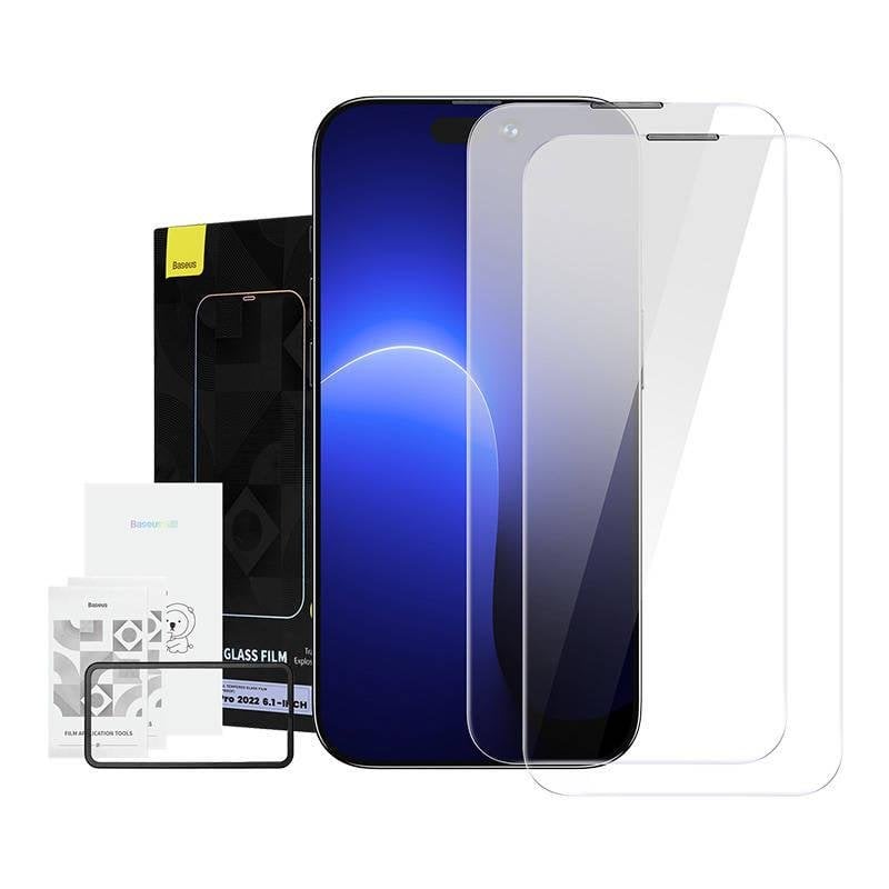 baseus Verre Trempé Baseus Crystal pour iPhone 14 Pro 0.3mm Antipoussière 2 unités