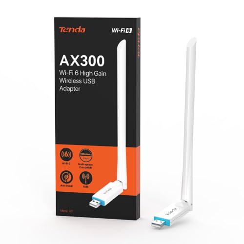 Tenda Clé WiFi Puissante AX300, Adaptateur USB WiFi pour PC, Antenne WiFi 6dBi, Soft-AP, Windows7 10 11, U2
