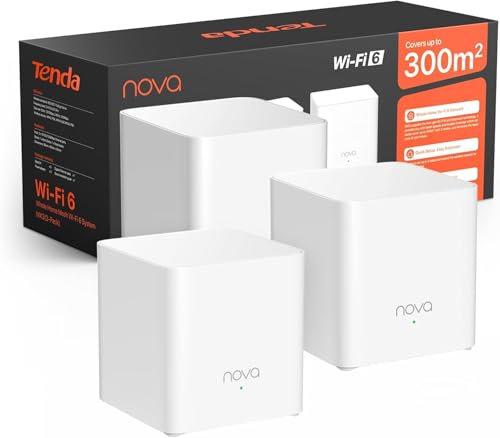 Tenda Nova Mesh MX3 (3 Packs) - Système WiFi 6 Mesh AX1500, Routeur Mesh Wi-Fi Double Bande, Couverture de 270㎡, Installation Facile, Contrôle Parental