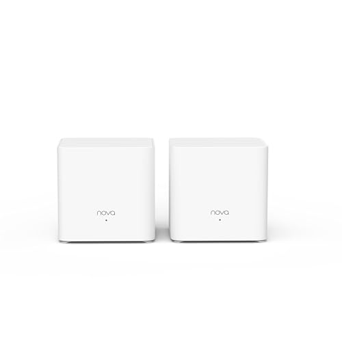 Tenda Nova AX1500 Lot de 2 systèmes Wi-FI 6 maillés pour Toute la Maison, jusqu'à 3 pièces, Couverture de 200 m², Maille Wi-FI Double Bande avec 2 Ports Gigabit, Compatible avec Alexa, contrôle