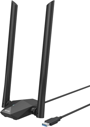 Tenda U18a Adaptateur USB 3.0 Wi-FI - Clé WiFi 6 AX1800 - Dongle Wi-FI avec Antennes 5dBi à Gain Elevé Double Bande - MU-MIMO - 1800Mbps pour PC Desktop Portable, Compatible avec Windows 11 10, Noir