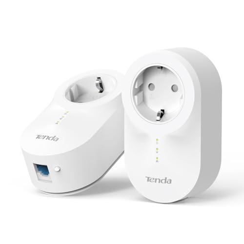 Tenda PH6 Kit CPL 1000Mbps avec 1 Port Gigabit et Prise Intégrée, kit de 2 boîtiers CPL, Compatible avec Tous Les boîtiers, Plug and Play, Prise EUug, Idéale pour caméra, IPTV, Xbox