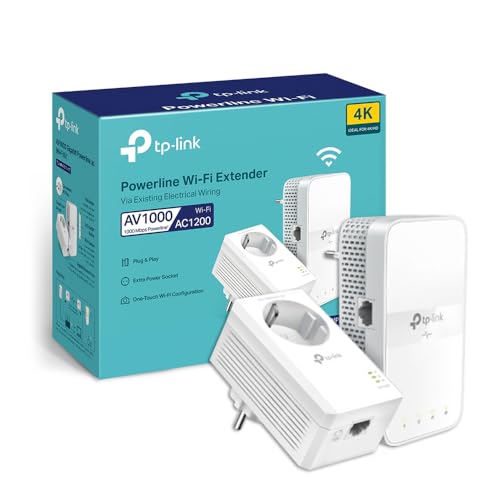 TP-Link Kit CPL WiFi TL-WPA7617, AV1000 Mbps, AC1200 Mbps Wi-FI, 1 Port Gigabit, Homeplug AV2 1000Mbps, Brancher et Utiliser, Port Ethernet Gigabit, EasyMesh