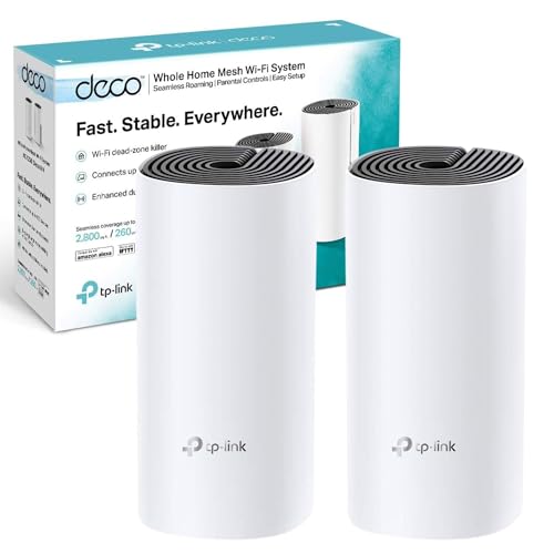 TP-Link Deco M4 Whole Home Mesh Wi-Fi System, Seamless and Speedy Up To 2800 Sq ft coverage, Work with Amazon Echo Alexa, Router and Wi-Fi Booster Replacement, Parent Control, Pack of 2