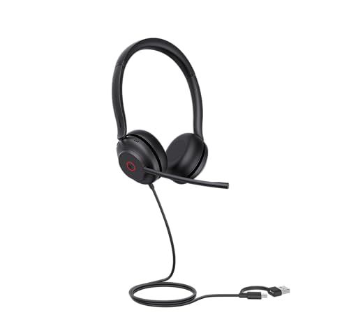 Yealink UH35 Casque USB Professionnel, Double Fil, avec Microphone antibruit, Mode Appel et Musique, Design léger et Confortable, stéréo, certifié par l'équipe