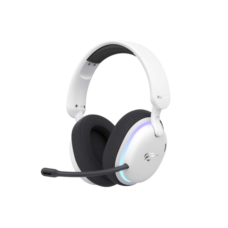 havit Auriculaires Havit Fuxi-H7 sans fil et filaires Bluetooth pour Gaming avec micro amovible, rétroéclairage, Black et White