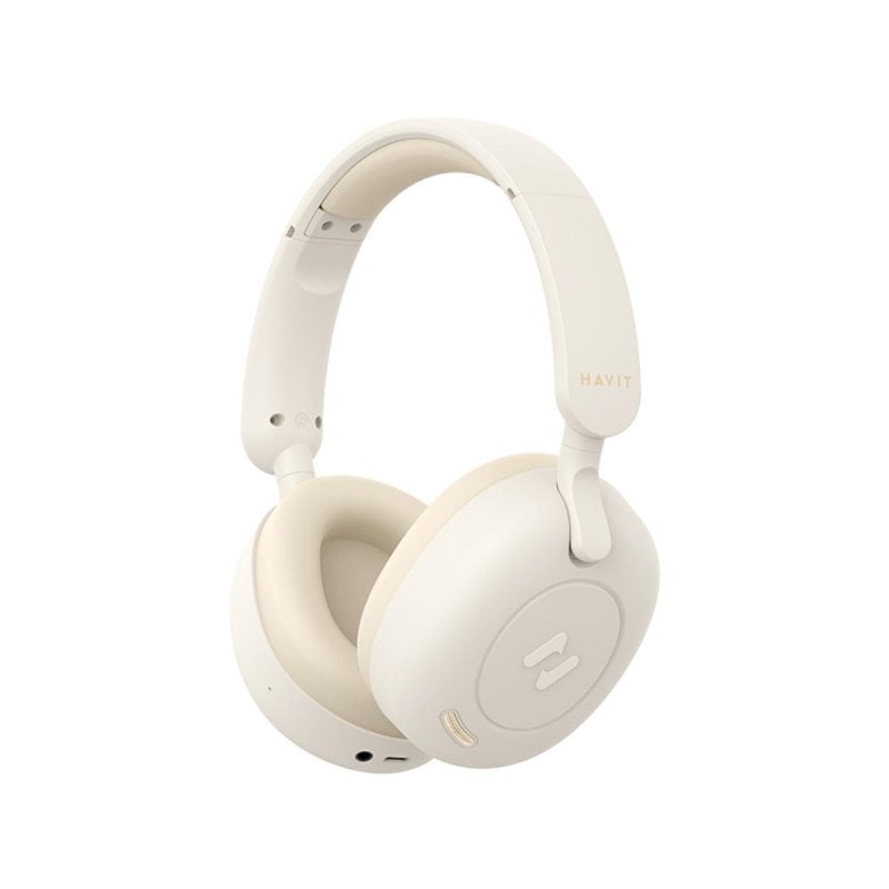 havit Casque Havit H655BT sans fil et filaire Bluetooth avec Réduction Active du Bruit Micro intégré Beige