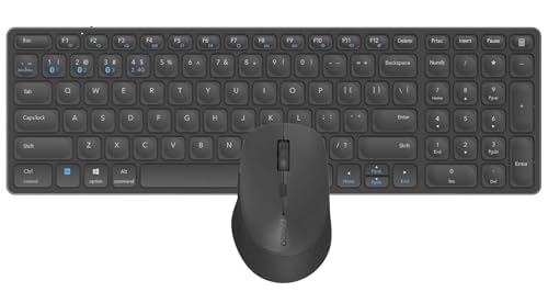 RAPOO | Clavier et souris sans fil 9700M (clavier QWERTY et souris ergonomique Bluetooth, compatible avec Windows et Mac, batterie rechargeable, clic silencieux, connexion sur plusieurs appareils)