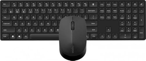 Rapoo Ensemble Souris sans Fil Clavier (Souris d'ordinateur, Souris, Clavier, sans Fil, Bluetooth, 1300 DPI, récepteur USB) Noir