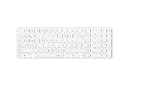 Rapoo E9310M - Clavier sans Fil Bluetooth et USB 2.4G sans Fil, Multi-appareils jusqu'à 4 appareils, boîtier en Aluminium Compact Plat, Fonctionnement sur Piles, Disposition QWERTZ Allemande, Blanc