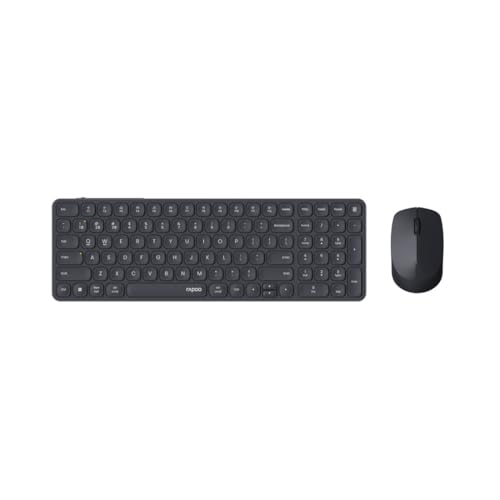Rapoo 9710M Ensemble Clavier-Souris sans Fil - Bluetooth et USB 2,4 GHz, Compatible avec jusqu'à 4 appareils, Batterie Rechargeable, boîtier Compact et Plat en Aluminium, Disposition QWERTZ alleman