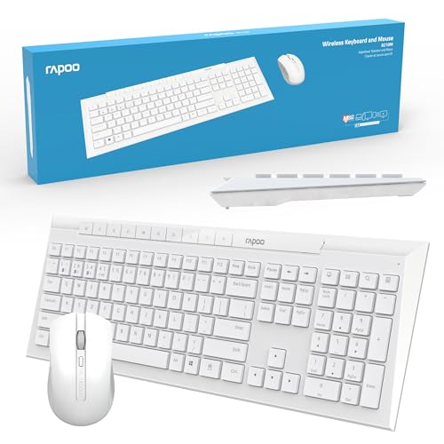 Rapoo Ensemble sans Fil Souris Clavier (nœud Papillon, Multi-Mode, sans Fil, USB A, Slim, Ordinateur) Blanc