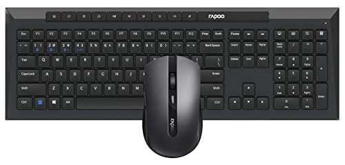 Rapoo - Ensemble Clavier et Souris sans Fil multimode, Bluetooth et Connexion 2,4 GHz, connectivité Multi-appareils et Clavier résistant aux éclaboussures, 8210M, Noir