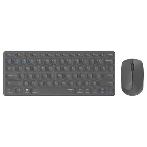 Rapoo Clavier Souris sans Fil Multi-Mode Rechargeable Blade 9600M (Pack Kit Clavier Souris, Clavier Rechargeable AZERTY, Souris 3 Boutons, Bluetooth WiFi, Idéal PC, Laptop, Mac) Anthracite