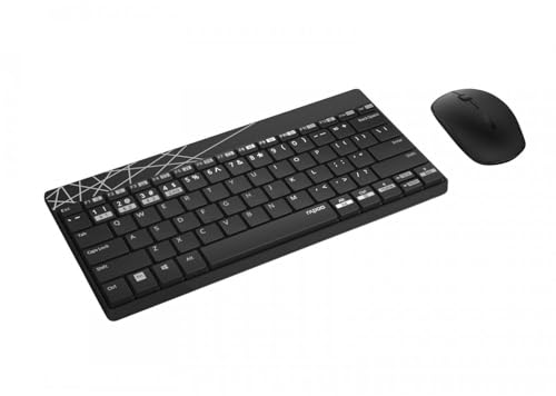 Rapoo 8000M Clavier avec Souris, Ensemble de Bureau Sans Fil avec Connexion Multi-Mode, Noir Gris